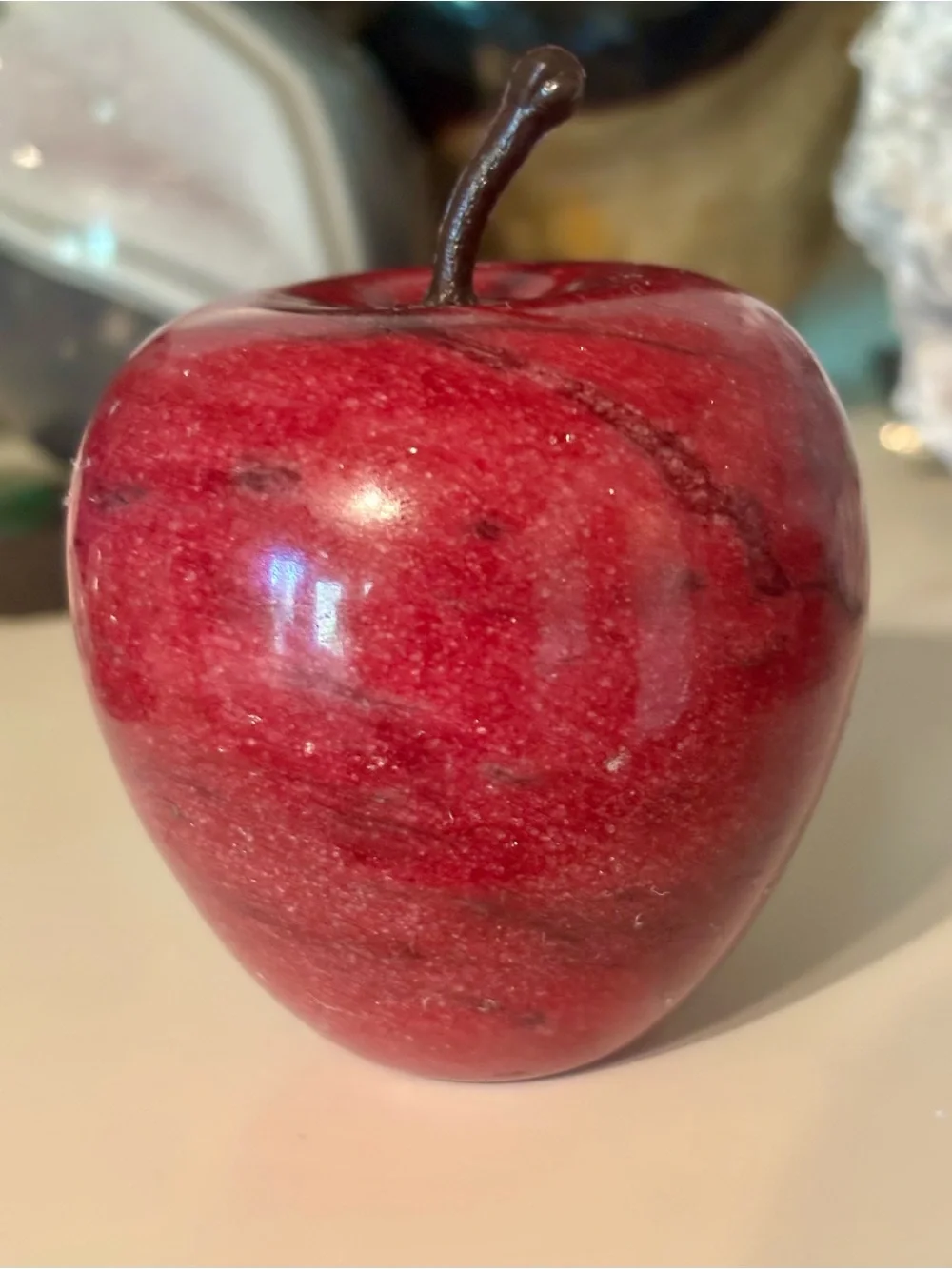 🍎💎 Red Aventurine Crystal Apple – Polished Natural Stone Carving 1 lb